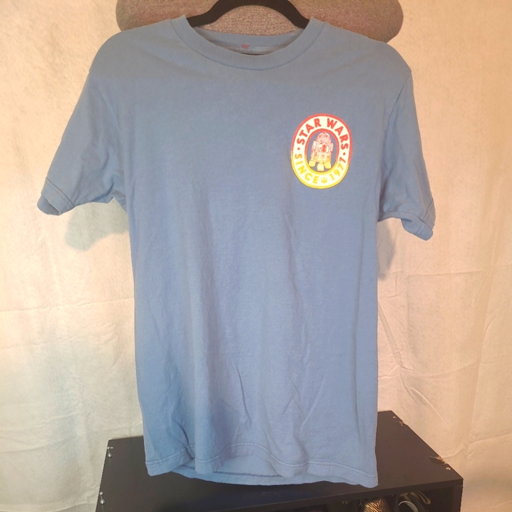 V Fifth Sun Star Wars Since 1977 Tshirt Light Blue R2D2 front and back Medium